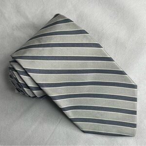Brooks Brothers Pure Repp Silk Tie Gray Silver Collegiate Stripe Prep Necktie